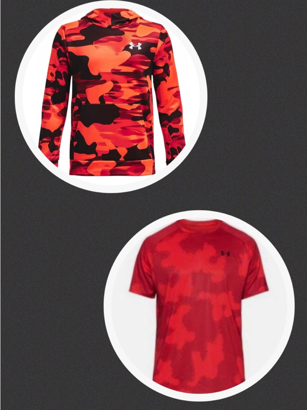 EUC 2 piece Under Armour Kids Camo Hoodie & dri-fit t-shirt bundle, Size Med